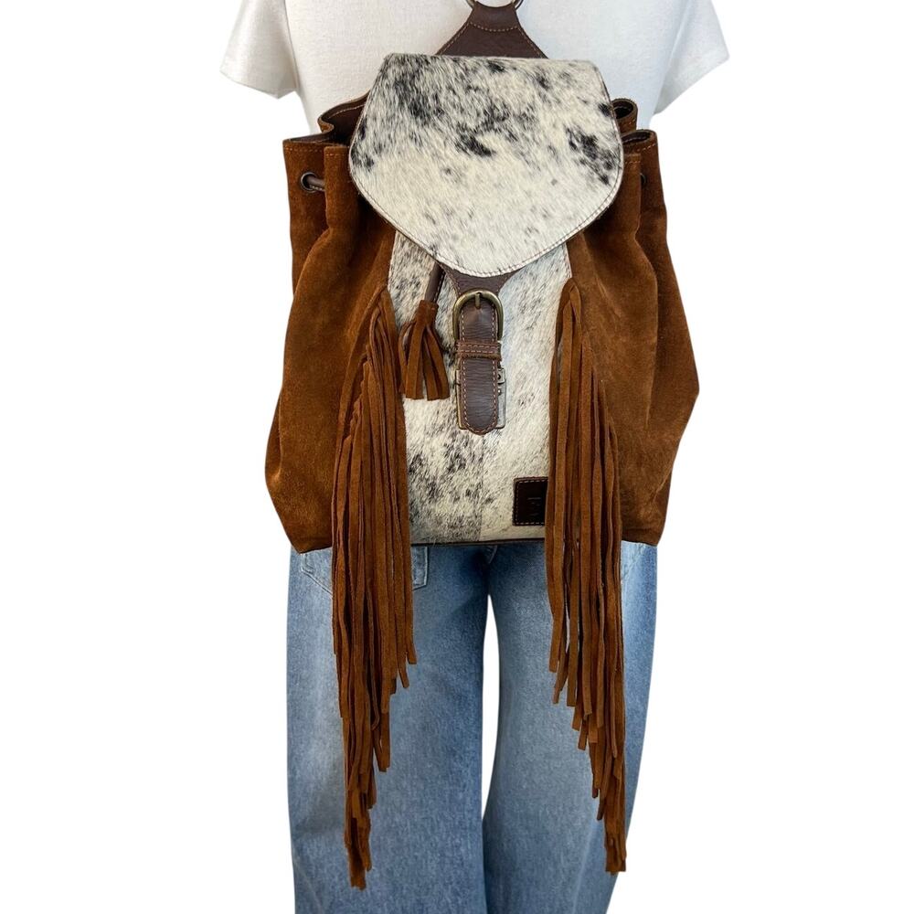 STS Ranchwear Sheridan Fringe Cowhide Brown Leather Western Backpack
